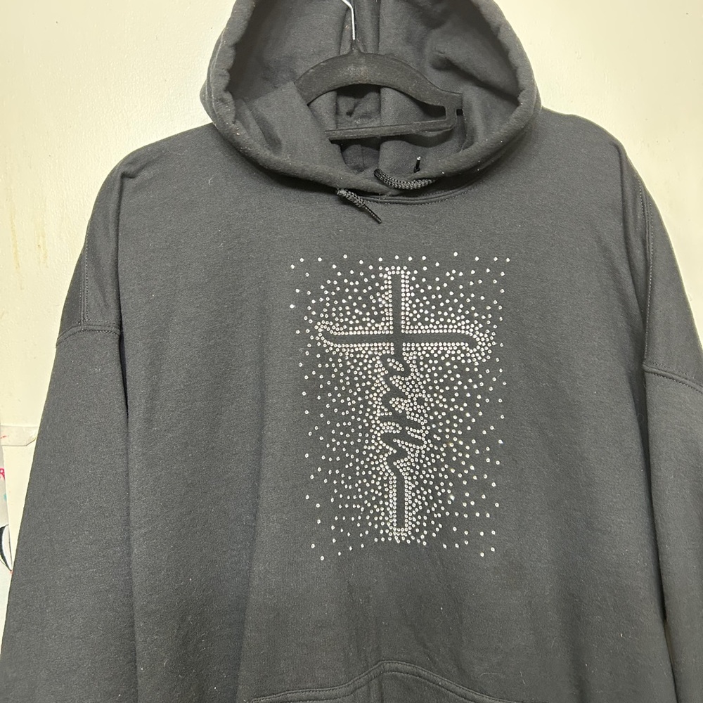 Men's Black Hoodie with Cross Design